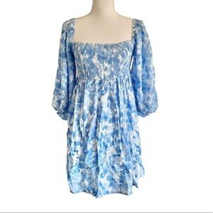 Brand new Faithful the Brand blue tie dye floral print dress